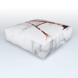 Monogram rose gold marble A Outdoor Floor Cushion