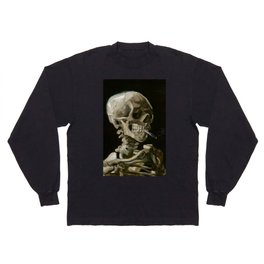 Head of a Skeleton with a Burning Cigarette Long Sleeve T-shirt