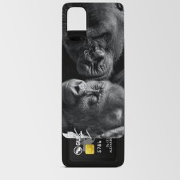 Gorilla mother and child portrait black and white nature photograph - photography - photographs Android Card Case