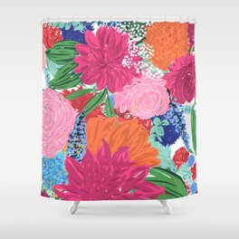 Pretty Colorful Big Flowers Hand Paint Design Shower Curtain