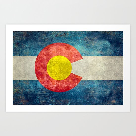 Colorado State Flag in Vintage Grunge Art Print