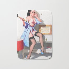 Classic Pin-Up Bath Mat | Digital, Retro, Painting, Drawing, Abstract, Vintageart, Vintage, Acrylic, Oil, Watercolor 