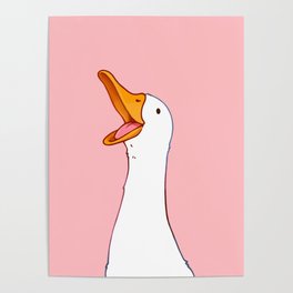 Happy White Duck Poster