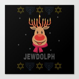 Menorah Jewdolph Reindeer Christmas Hanukkah 2021 Canvas Print