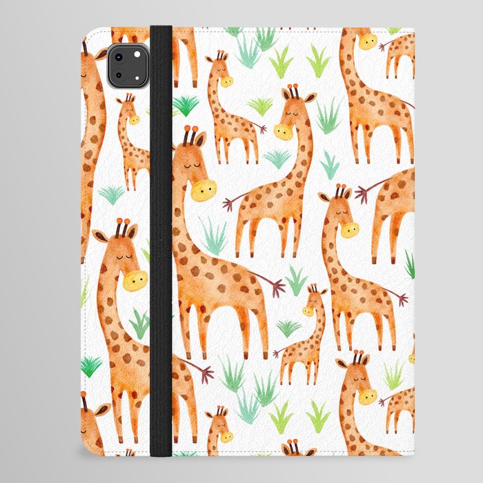 Watercolor Giraffe Pattern iPad Folio Case