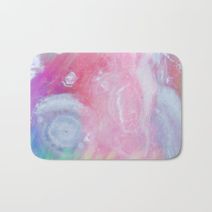 Modern abstract colorful artistic watercolor marble Bath Mat