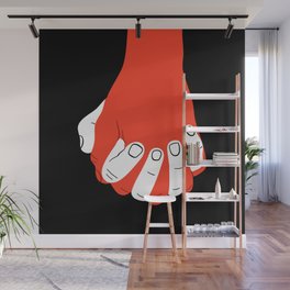 Colorful people holding hands flat cartoon  Wall Mural