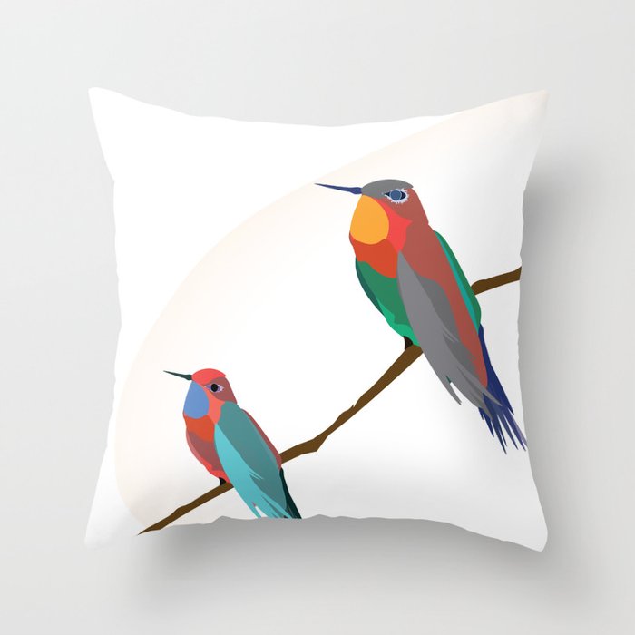 Hummingbird pair "beija-flor" Throw Pillow