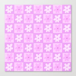 Neon Purple Spring Retro Flower Pop Canvas Print