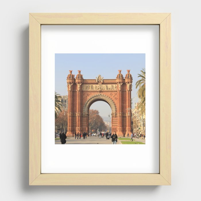 Spain Photography - Arco De Triunfo Surrounded By Tourists Recessed Framed Print