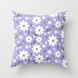 Flowers and leafs purple Throw Pillow