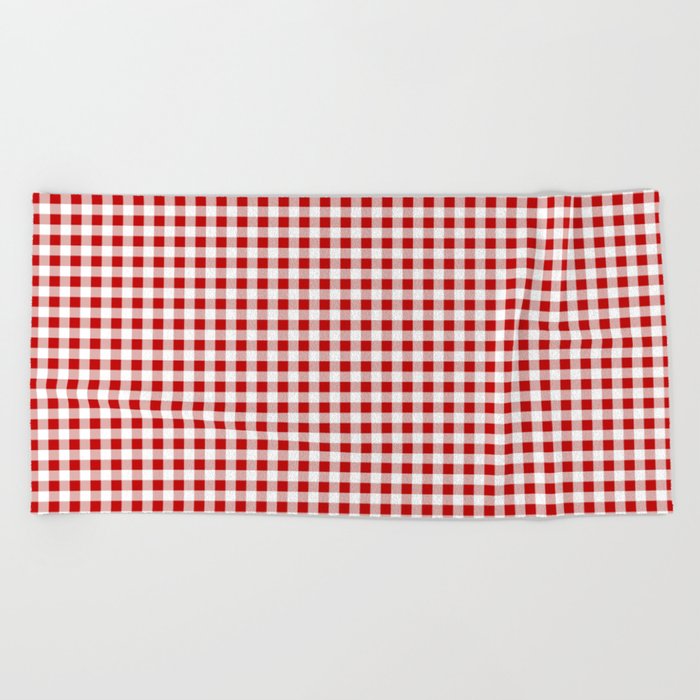 Red Check Pattern Beach Towel