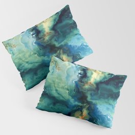 Marbled Ocean Abstract, Navy, Blue, Teal, Green Pillow Sham