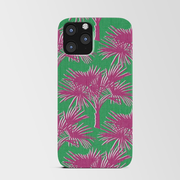 Retro Palm Trees Hot Pink and Kelly Green iPhone Card Case