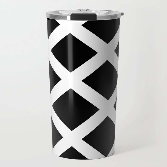 Rhombus Black & White Travel Mug