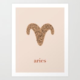Aries floral blush zodiac Art Print