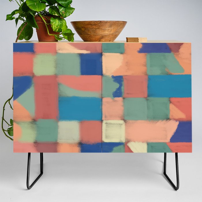 Pastel colorful checked pattern Credenza