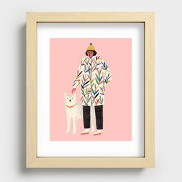Girl with Dog Recessed Framed Print