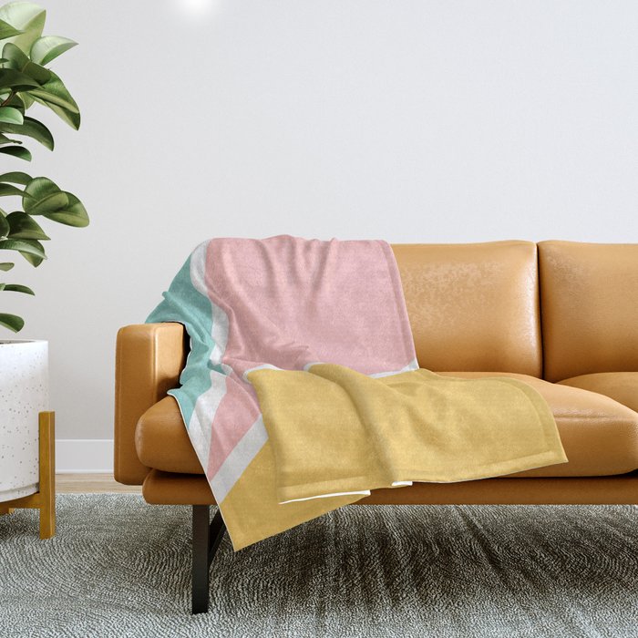 Tropical summer pastel pink turquoise yellow color block geometric