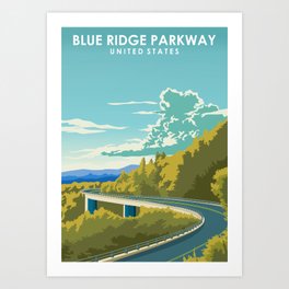Blue Ridge Parkway United States road trip Travel Poster Art Print