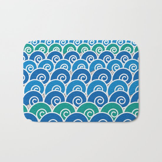 Blue Beach Waves Bath Mat