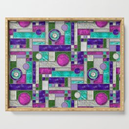 Stained Glass Window - Color Blocking - Pink Purple Blue Serving Tray