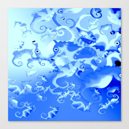 Seahorse in blue Canvas Print