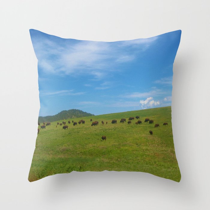 Roaming with the Buffalo Throw Pillow