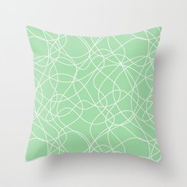 Off White Scribbled Lines Abstract Hand Drawn Mosaic on Pastel Mint Green 2020 Color of the Year Throw Pillow