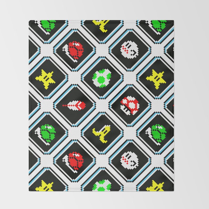 Super Mario Kart Items Pattern Throw Blanket By Danteasano Society6 Super Mario Kart Items Pattern Throw Blanket