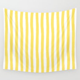 Yellow and White Cabana Stripes Palm Beach Preppy Wall Tapestry