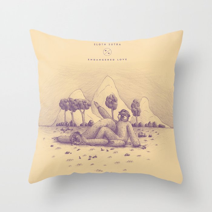 Endangered Love - Sloth Sutra Throw Pillow