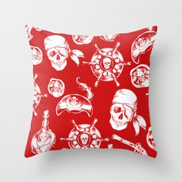 Red Pirate Pattern Throw Pillow
