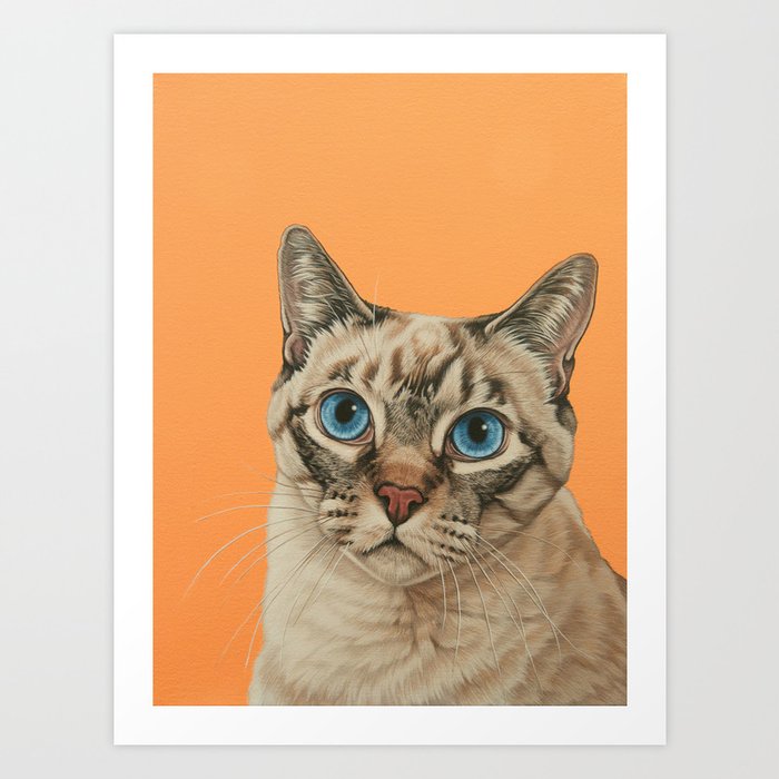 Beautiful Siamese Tabby Cat Painting Siamese Cat Art Siamese Tabby Mix Portrait Art Print By Sydneyhardin Society6
