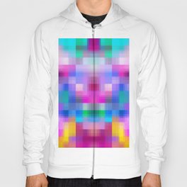 geometric symmetry art pixel square pattern abstract background in pink blue  Hoody