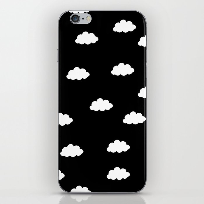 White clouds in black background iPhone Skin