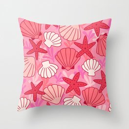 Summer Seashell Pattern (pink/coral) Throw Pillow