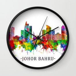 Johor Bahru Malaysia Skyline Wall Clock | Johor, Landscape, Modern, Cityscape, Abstract, Downtown, Watercolor, Poster, Painting, City 