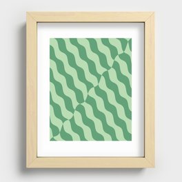 Retro Wavy Abstract Swirl Pattern in Green Recessed Framed Print