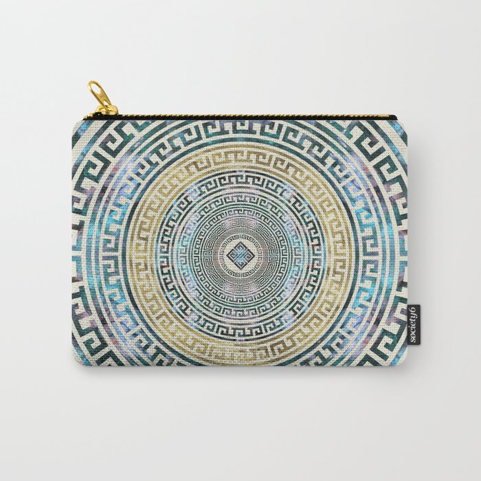 Circular Greek Meander Pattern - Greek Key Ornament Carry-All Pouch