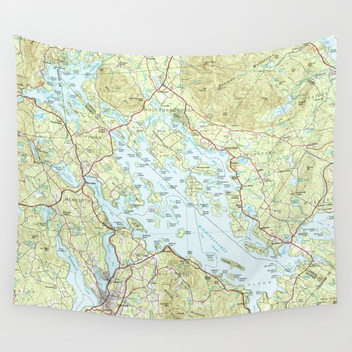 Lake Winnipesaukee Map (1986) Wall Tapestry