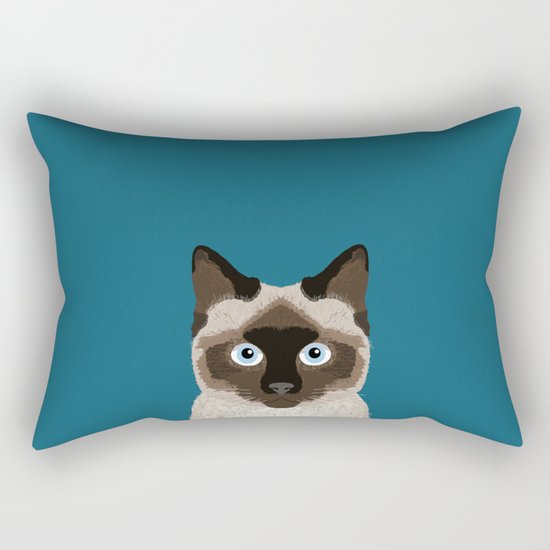 Ezra - Siamese Cat, Cute Kitten Retro Cat Art cell phone case, siamese, cute cat Rectangular Pillow