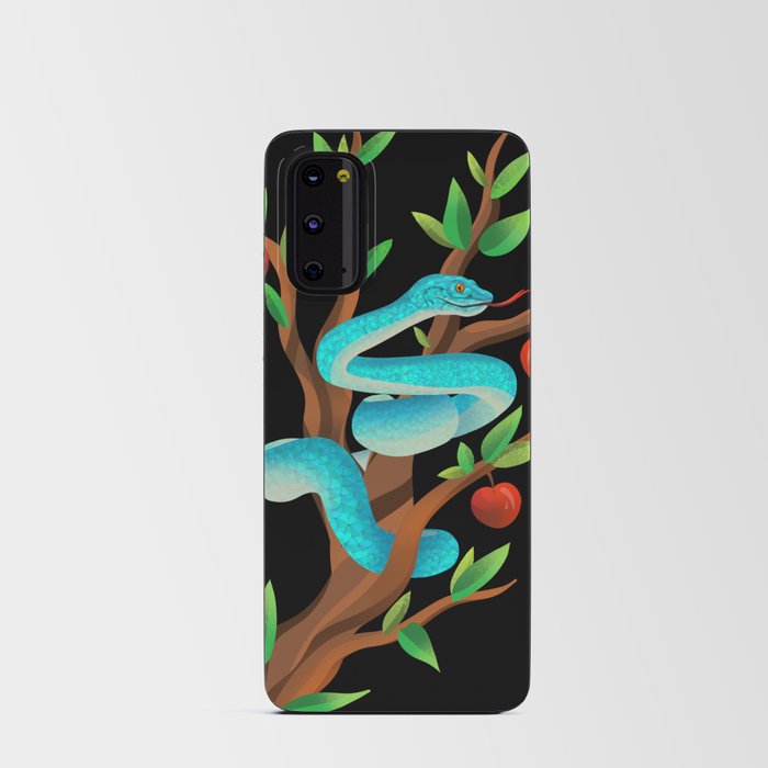 Blue snake on a apple tree  Android Card Case