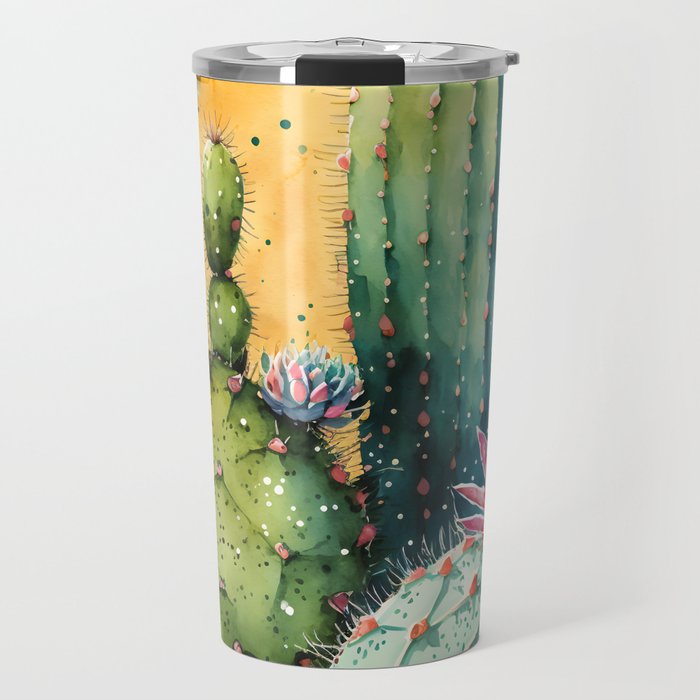 Cactus Watercolor Travel Mug