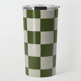 checkerboard hand-painted-olive Travel Mug