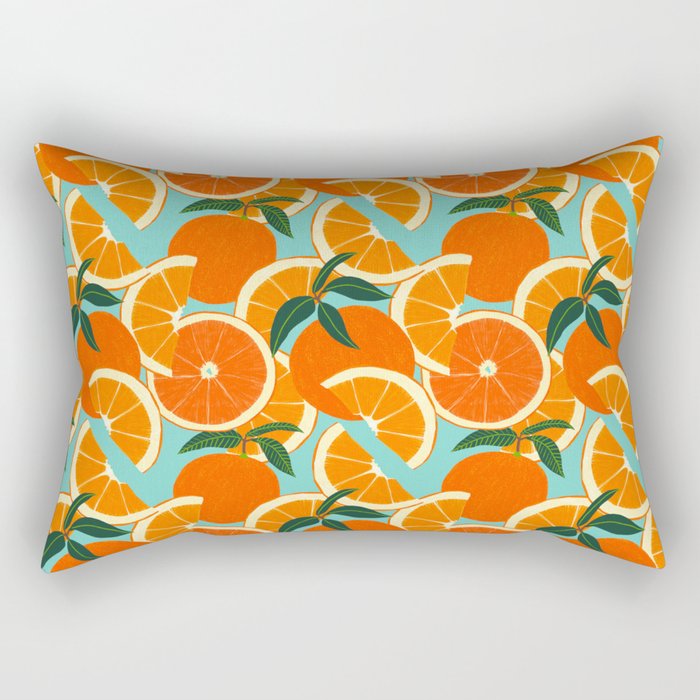 Orange Harvest - Blue Rectangular Pillow