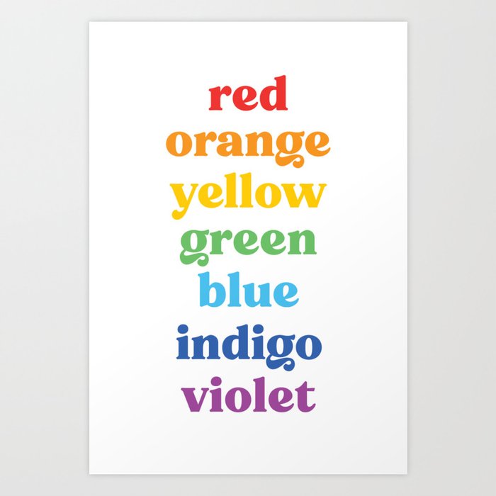 Pride Rainbow Colors Words Retro 70s Style Art Print