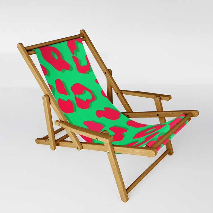 Leopard Print Red Green Sling Chair