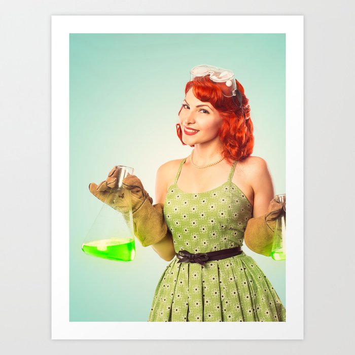 Distractingly Sexy Scientist Pinup Art Print
