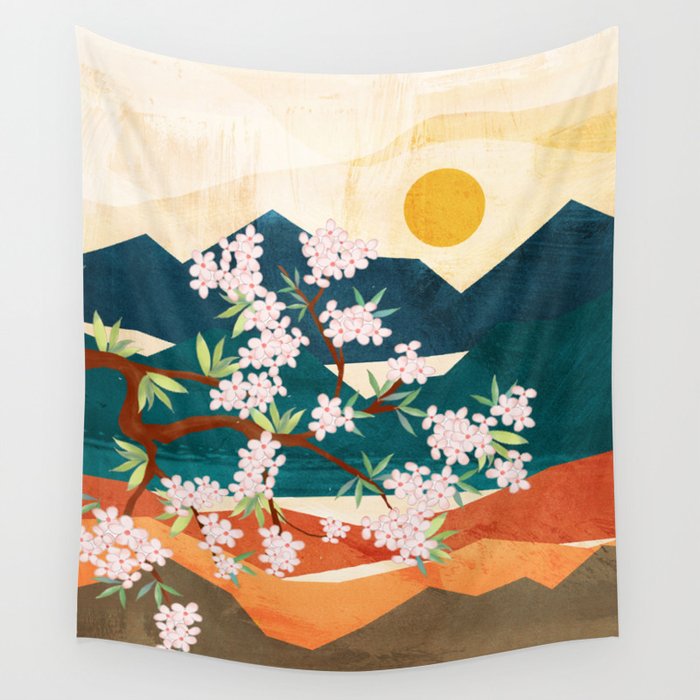 Warm spring sunshine beneath the ridge  Wall Tapestry
